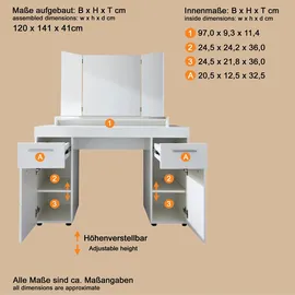 INOSIGN Schminktisch »Avena« Set, inkl. Spiegel weiß