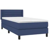 vidaXL Boxspringbett mit Matratze Blau 90x200 cm Stoff