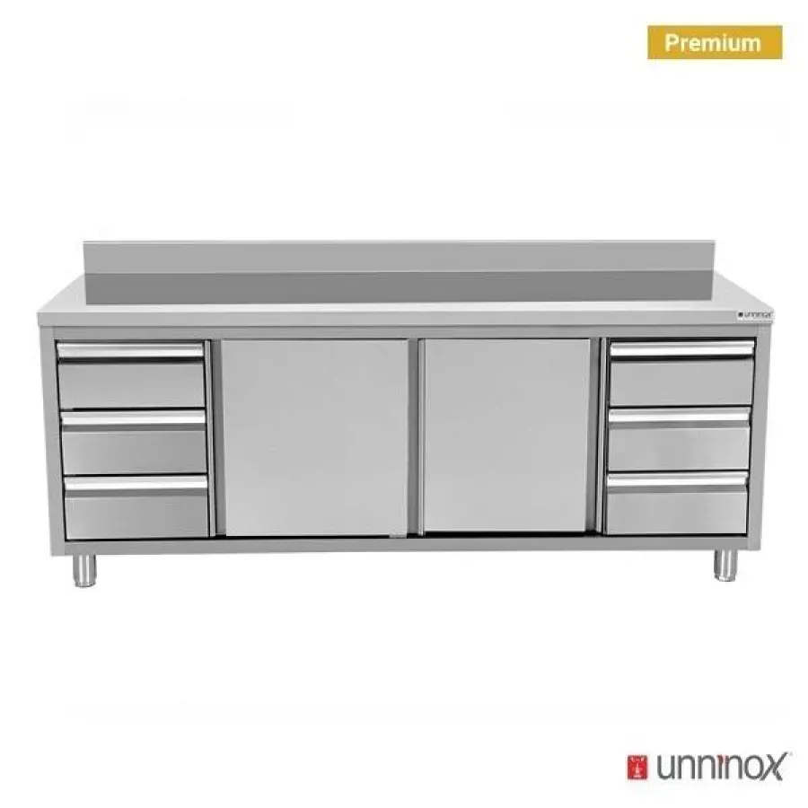 Arbeitsküche mit Aufsatz 3+3 Schubladen 2000x700xH850 robust