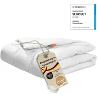 medium Daunendecke, Ganzjahresdecke, 155 x 220 cm, 90% Daunen / 10% Federn, Steppbett, sleepling - Weiß