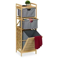 Relaxdays Wäschekorb, kippbarer Wäschesammler, 30 l, Ablage & 2