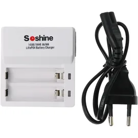 Soshine Ladegerät für LiFePO4 IFR 3,2 Volt Akkus, nur Akkus mit 3,2V ladbar, mit 2 Ladeschächten, für 14500, 10440 und AAA, AA Akkus