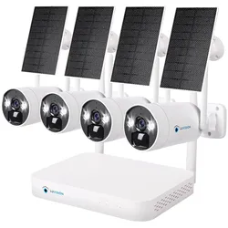 LUVISION Dual WLAN Solar Akku Überwachungssystem 10 Kanal NVR 4MP Überwachungskamera Set Mikrofon 4 Kameras