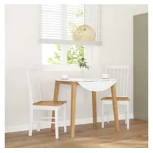 vidaXL Esszimmerstuhl Massivholz weiß 2er Set