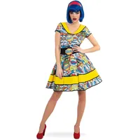 KarnevalsTeufel Damenkleid Pop Art Comic 50er 60er Jahre Rockabilly Retro Kleid Vintage Cocktailkleid Damenkostüm (40)