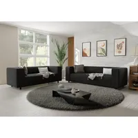 s-style möbel Polstergarnitur 3+2 Gustav aus Cord-Stoff mit bequemem Sitz, (1x 3-Sitzer-Sofa, 1x 2-Sitzer-Sofa) schwarz