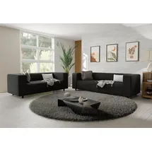 s-style möbel Polstergarnitur 3+2 Gustav aus Cord-Stoff mit bequemem Sitz, (1x 3-Sitzer-Sofa, 1x 2-Sitzer-Sofa) schwarz