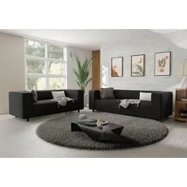 s-style möbel Polstergarnitur 3+2 Gustav aus Cord-Stoff mit bequemem Sitz, (1x 3-Sitzer-Sofa, 1x 2-Sitzer-Sofa) schwarz