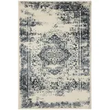 benuta Basic Teppich Suki - Creme/Blau 200x300 cm - Kunstfaser - Rechteckig, & im Style: Vintage, Orient Style - pflegeleicht, für Wohnzimmer Schlafzimmer