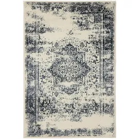 benuta Basic Teppich Suki - Creme/Blau 200x300 cm - Kunstfaser - Rechteckig, & im Style: Vintage, Orient Style - pflegeleicht, für Wohnzimmer Schlafzimmer