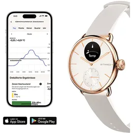 Withings ScanWatch 2 38 mm perl weiß/rosegold, Sport Fluorelastomer-Armband weiß/rosegold