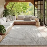 HomebyHome Kurzflor Wellen-Design Teppich 160x230 cm Grau Wohnzimmer, Schlafzimmer, Küche, 3D Skandinavisch Boho Motiv, Outdoor Terrassen oder im Balkon