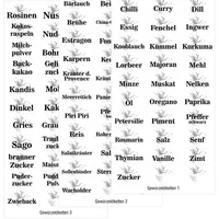 Druckspezialist 99 transparente Gewürzetiketten Vorratsetiketten (Teil 1 + 2 + 3), Etiketten, Gewürze, Aufkleber, Gewürzaufkleber 33 x 17 mm