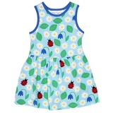Toby Tiger Trägerkleid mit Marienkäfer und Blumen Print in blau | Gr.: 104