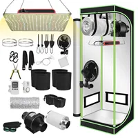 Ollewiellan Growzelt Komplettset 60x60x140cm mit 100W LED Grow Lampe, Belüftungssystem inkl. Aktivkohlefilter, Vollspektrum Pflanzenzelt