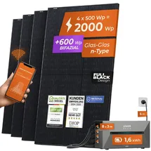 solarway All In One Balkonkraftwerk 2000 W / 800 W inkl. 1,6 kWh Anker Solix 2 Pro Speicher