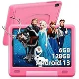 Kinder Tablet Android 13 Tablet 8 Zoll, 6GB RAM 128GB ROM/TF 1TB, Tablet Kinder Kindersicherung, Dual-Kamera HD/IPS, Kids Tablet WiFi Bluetooth Netflix YouTube, Tablet für Kinder mit Hüllen,Rosa