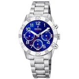 Festina Junior Collection 36,0mm Edelstahlgehäuse blau Silikonarmband silber