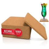 WORTEK Getränkeuntersetzer Kork Untersetzer Getränkeuntersetzer Korkuntersetzer, Zubehör für Getränke, Gläser, Tassen, 10er Set, 10-tlg., Kork Glasuntersetzer für Getränke, Gläser, Tischuntersetzer Ø 10cm braun