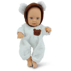 Moni Kinderpuppe Bear und Baby 30 cm Kuscheltier, Schnuller, beweglicher Körper weiß