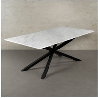 MAGNA Atelier Esstisch SPIDER mit Marmor Tischplatte, Dining Table, Küchentisch, Naturstein, 200x100cm - 160x80cm weiß 160 cm x 80 cm