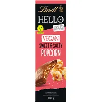 Lindt Schokolade HELLO Vegan Sweet ́n Salty Popcorn | 100 g Tafel | Vegan mit Kakao, mildem Mandelmark und gesalzenen und süßen Mais- und Popcorn-Stückchen | Schokoladengeschenk