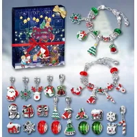 Lucadeau Adventskalender mit Schmuck, Perlen und Armbändern, Geschenk für Mädchen, Schmuck Adventskalender mit 24 Überraschungen rot