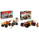 LEGO 71789 NINJAGO Verfolgungsjagd Set mit Kais Flitzer und Ras' Motorrad & 71780 NINJAGO Kais Ninja-Rennwagen EVO 2in1 Rennwagen Spielzeug