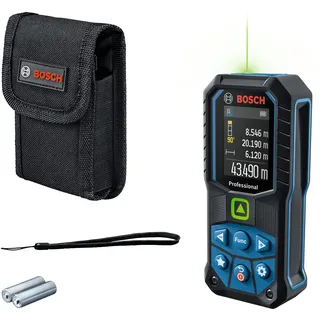 Bosch Professional Laser-Entfernungsmesser GLM 50-23 G (grüner Laser, Neigungssensor, Reichweite: bis zu 50 m, robust, IP65, ± 1,5 mm*, 2x AA-Batterie, Schlaufe, Tasche)