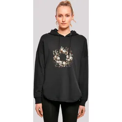Kapuzenpullover F4NT4STIC "Osterkranz Eierkranz Blumenring", Damen, Gr. L, schwarz, Obermaterial: 100% Baumwolle, casual, oversize, Langarm, Pullover, Premium Qualität