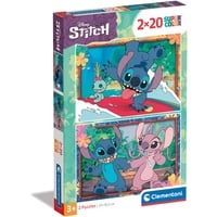 CLEMENTONI Stitch Kinder Puzzle 2 x 20 Teile - Stitch Puzzle 27 x 19 cm für Kinder ab 3 Jahre - Geschicklichkeitsspiel von Clementoni 24809