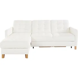 exxpo - sofa fashion "Elio, kompakt, bequem & zeitloses Design, Breite 217cm, L-Form", weiß (alpine weiß), B:217cm H:84cm T:157cm, Luxus-Kunstleder;NaturLEDER (echtes Rindsleder) in Sitz und Rücken.