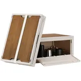 Navaris 2x Faltbare Camping Aufbewahrungsbox - Klappbox mit Deckel aus Holz - Outdoor Box - Camping Organizer Set - Campingbox für Auto -