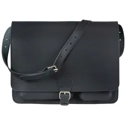 Ruitertassen Umhängetasche Leder 40x30cm Posttasche Messenger Lehrertasche schwarz Damen Herren Männer Frauen für Schule Beruf Uni
