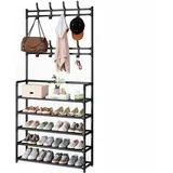 DELURA Schuhschrank, Freistehende Schuhkarton, Schuh Organizer für Schrank, Schlanker Schuhboxen, Rustikales Schwarz (Size : 23.6 * 10.2 * 6.7 IN)