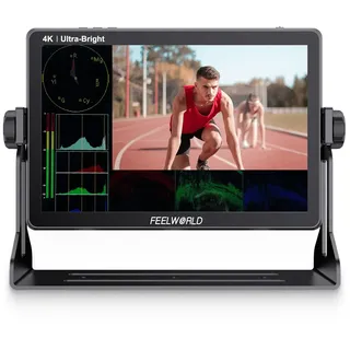 FEELWORLD LUT11H Kamera Field Monitor 10,1Zoll Touchscreen 2000 nit ultrahelle Feld DSLR Monitor mit Touchscreen Waveform LUT F970 Installation und Power Kit HDMI Eingang Ausgang