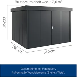 hörmann stauraumsysteme Juno Gerätehaus 3,10 x 2,62 m Anthrazitgrau