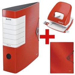 Leitz Starter-Set »LEITZ Solid« (Ordner, Ablagebox, Locher) rot, 8.2x31.8x29 cm