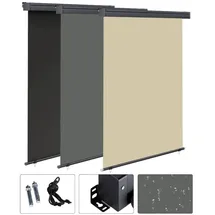 MuCoLa Windschutz Senkrechtmarkise 140 x 140 cm grau Aluminium