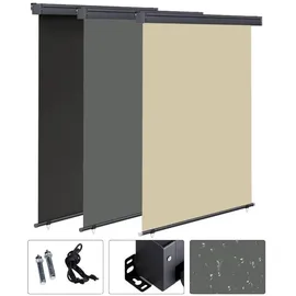 MuCoLa Windschutz Senkrechtmarkise 140 x 140 cm grau Aluminium