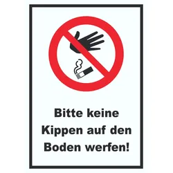 Bitte keine Kippen auf den Boden werfen Schild A4 (210x297mm)