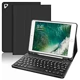 IVEOPPE Tastatur iPad 6. Generation - Tastatur Hülle für iPad 9.7, Magnetisch Abnehmbarer QWERTZ Bluetooth Tastatur für iPad 6. Gen 2018, iPad 5. Gen, iPad Pro 9.7, iPad Air 2 & 1, Schwarz