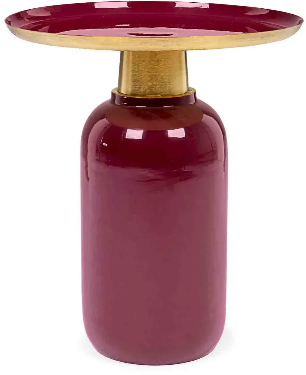 Beistelltisch Nalima Grande aus Metall, modern rundes Design, rot, lackierte Oberfläche, Bizzotto