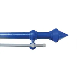 Gardinenstange GARESA "SEMARA", blau, L:230cm Ø:28mm, Kunststoff, Holz, Gardinenstangen, Vorhanggarnitur, Kunststoff, verlängerbar, mit Ringe/2 Lauf Gleiter