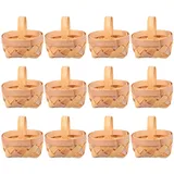 HEMOTON 12 Stücke Mini Rattan Korb Miniatur Geschenkbox Geflochtener Blumenkorb Kleiner Wicker Basket Gewebte Korb Miniatur Henkelkorb Weidenkorb Mit Henkel Party Blumentopf Dekoration