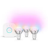 Philips Hue Essential Starter Kit Bridge + 3 GU10 smarte Lampen RGB