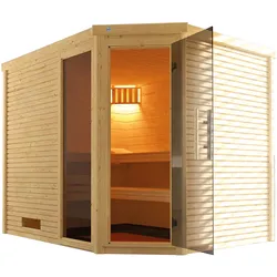 Weka Premium Massivholzsauna Cubilis 3 Familiensauna mit Glastür+Fenster inkl. Montageservice - 45 mm