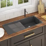 vidaXL Handgemachte Einbauspüle Schwarz Edelstahl - Schwarz