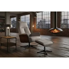 KAWOLA Relaxsessel FERREIRA Leder 78 x 106 x 78 cm grau mit Hocker