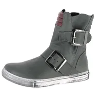 Andrea Conti Damen Stiefelette Leder Biker Boot Riemen Schnalle 0346833, Größe:37 EU, Farbe:Grau